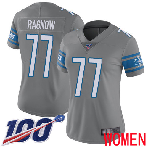 Detroit Lions Limited Steel Women Frank Ragnow Jersey NFL Football #77 100th Season Rush Vapor Untouchable->women nfl jersey->Women Jersey